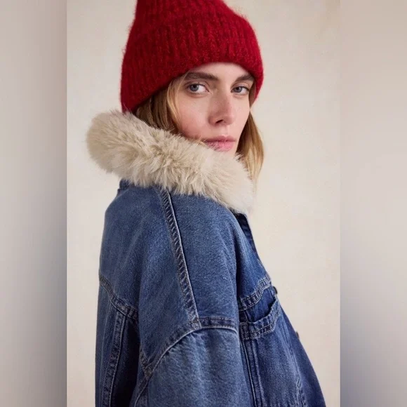 ▪️NWT Free People Opal Swing Faux Fur Collar Jacket